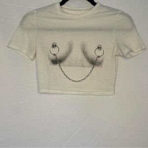Graphic Crop Top with Chain Design